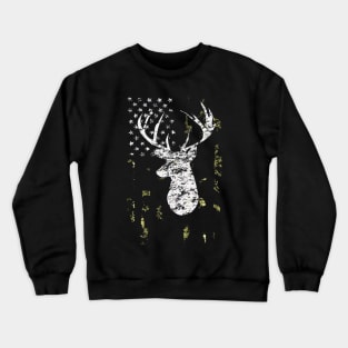 Camouflage American Flag Deer Hunting Crewneck Sweatshirt